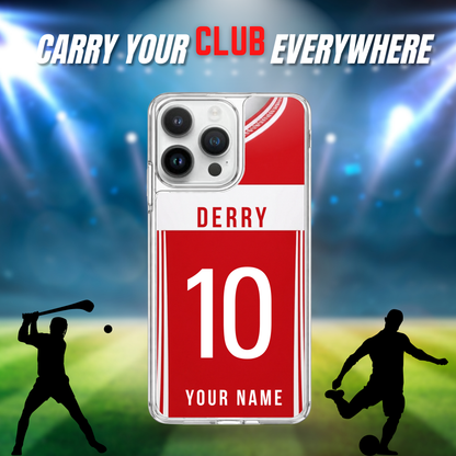 Personalised County Derry GAA Jersey Phone Case | Custom iPhone & Samsung Case