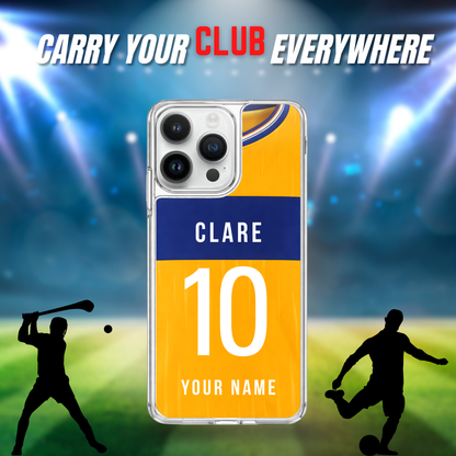 Personalised County Clare GAA Jersey Phone Case | Custom iPhone & Samsung Case