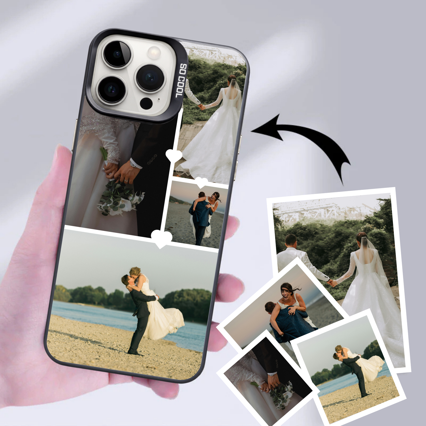 Personalised Photo Phone Case | Custom iPhone & Samsung Case | 4 Photo Heart Layout