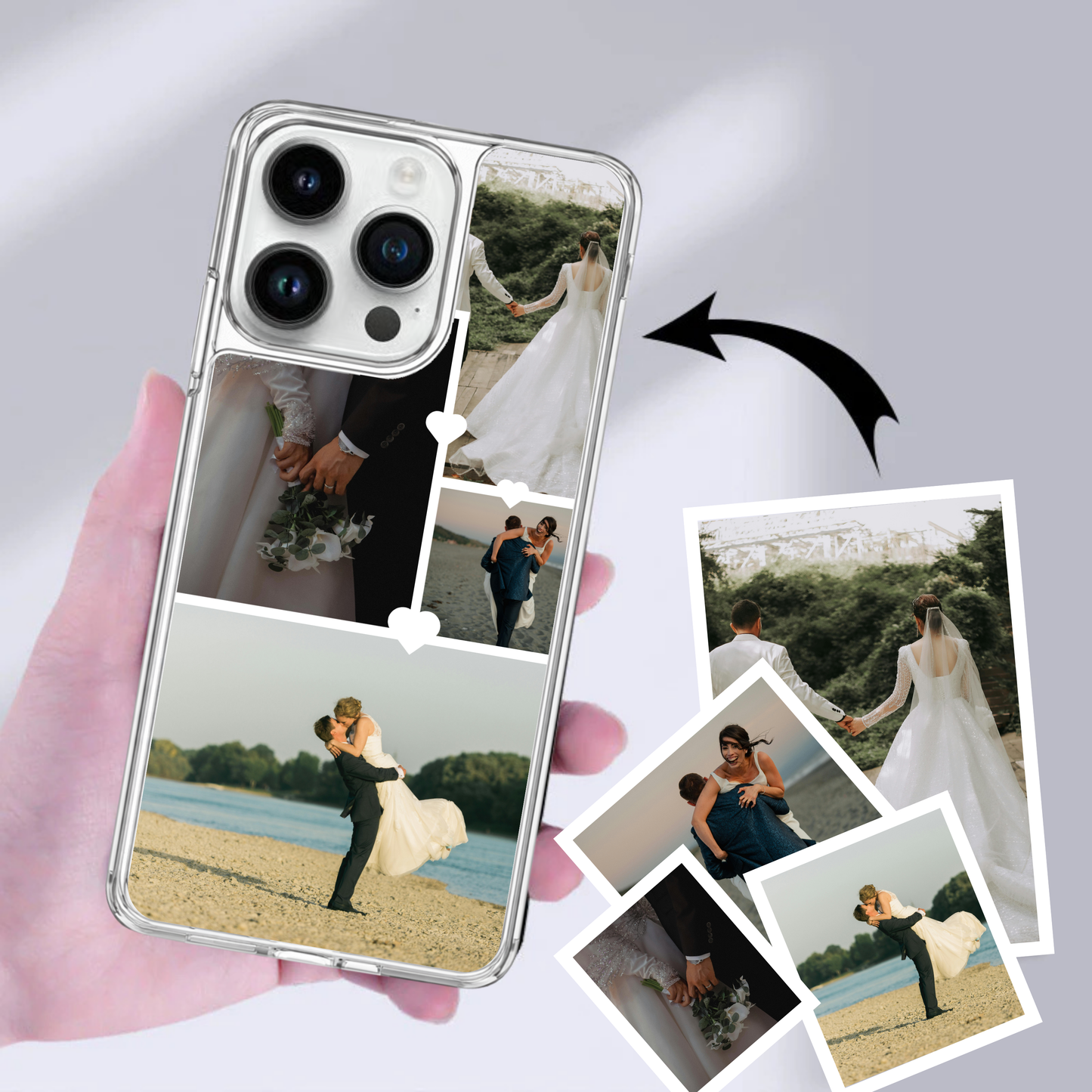 Personalised Photo Phone Case | Custom iPhone & Samsung Case | 4 Photo Heart Layout
