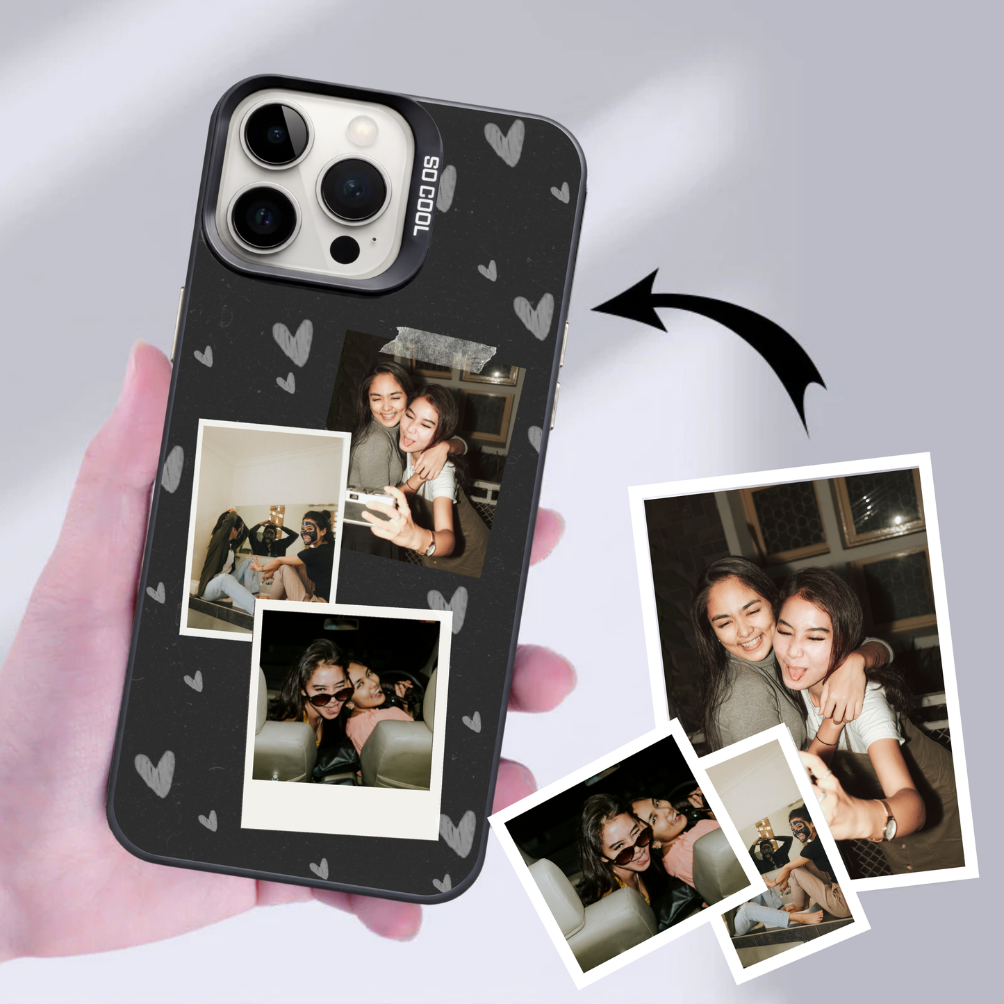 Personalised Photo Phone Case | Custom iPhone & Samsung Case | 3 photo polaroid Layout